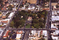 Aerial view of Sonoma Plaza, Sonoma, CA